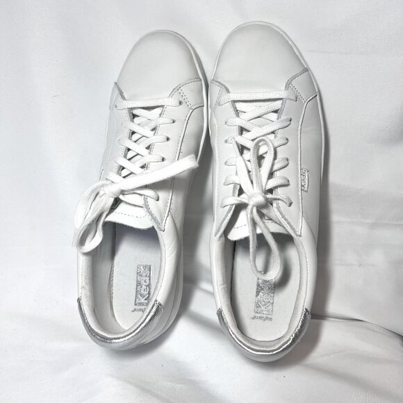 Keds Softerrra WH65949 Women's Leather Sneakers-Lace Up-9-White/Silver-Classic - Picture 4 of 16